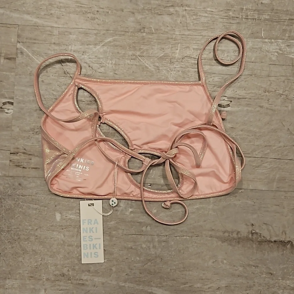 💕FRANKIES BIKINIS💕 Jamilla Iridescent String Top ~ Gilded Angel Medium M NWT